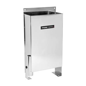Mosmatic 29.027 Brush bucket, Wall and floor mounted with side mounted overflow. Made from polished stainless steel for ease of maintenance and has a 2
